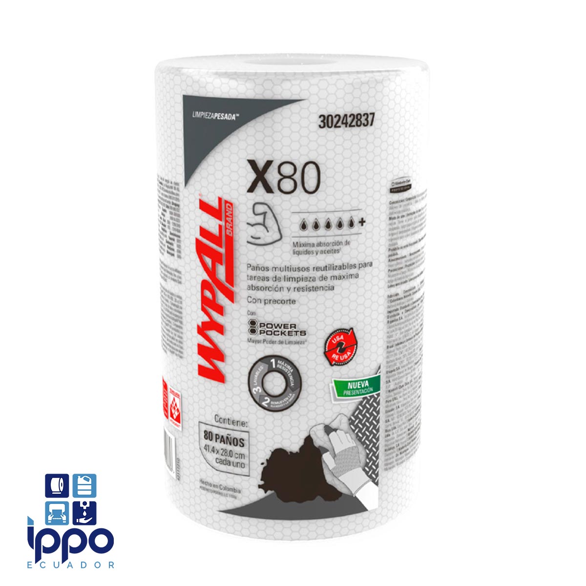 wypall-x80-plus-30242837-rollo-limpion-descartable-industrial-kimberly-clark-ippo-ecuador-distribuidor-limpieza-profesional-quito