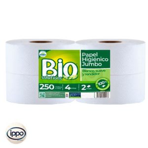 papel higienico institucional jumbo 250 metros doble hoja blanco biosolutions unilimpio distribuidor directo ippo ecuador al por mayor