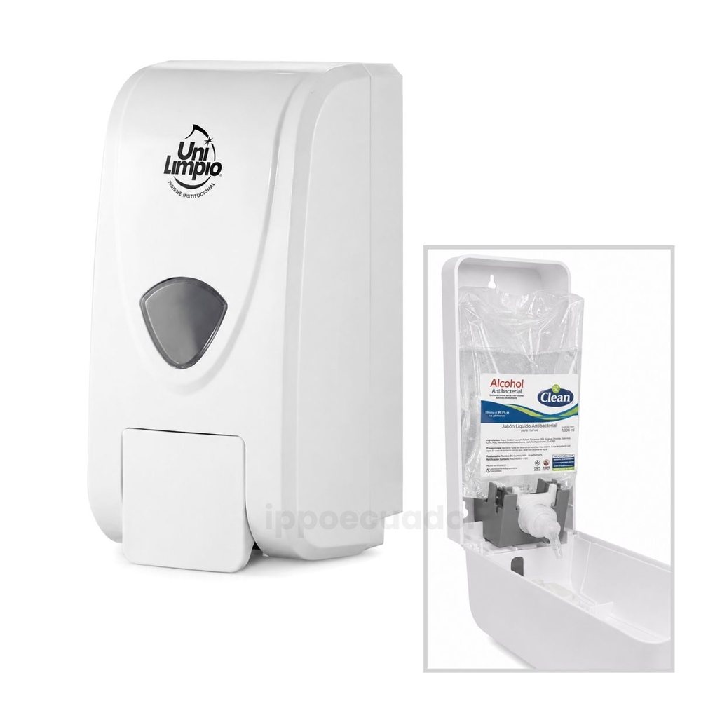 Dispensador de jabón o alcohol spray Unilimpio, mecanismo interior y válvula