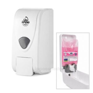 Dispensador de jabón o alcohol spray para rellenar, plástico blanco Unilimpio