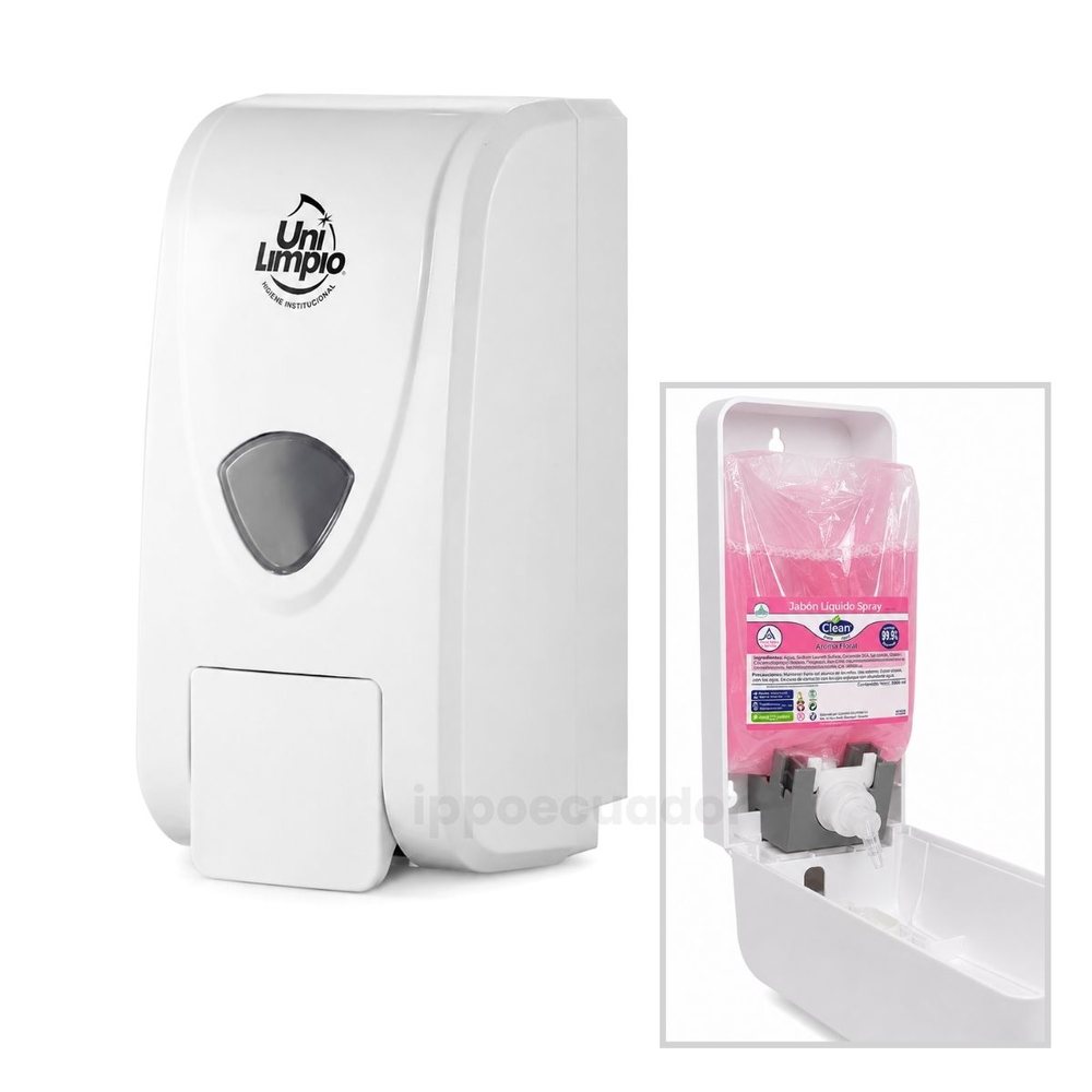 Dispensador de jabón o alcohol spray para rellenar, plástico blanco Unilimpio