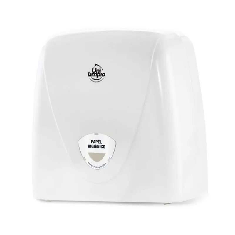 Dispensador de papel higiénico jumbo de plástico blanco Unilimpio