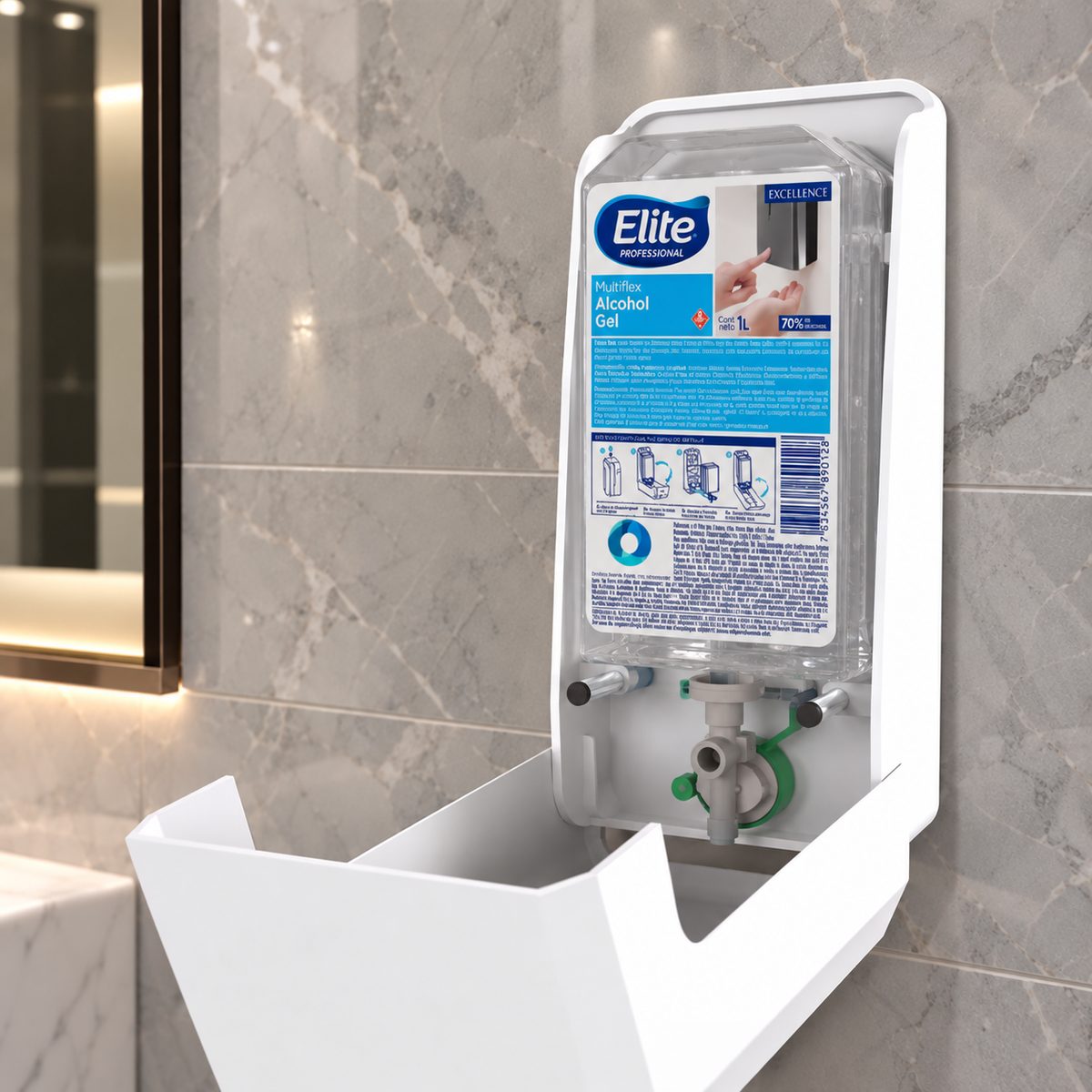Alcohol gel Elite Multiflex en el interior de su dispensador