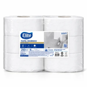 Paquete de 6 rollos de papel higiénico jumbo Elite Excellence de 250 metros, doble hoja, extra blanco