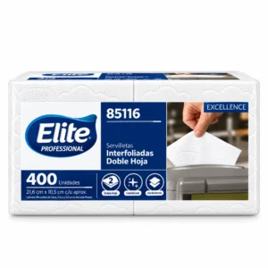 Paquete de servilletas interfoliadas doble hoja Elite Excellence, 400 unidades, para dispensador de mesa